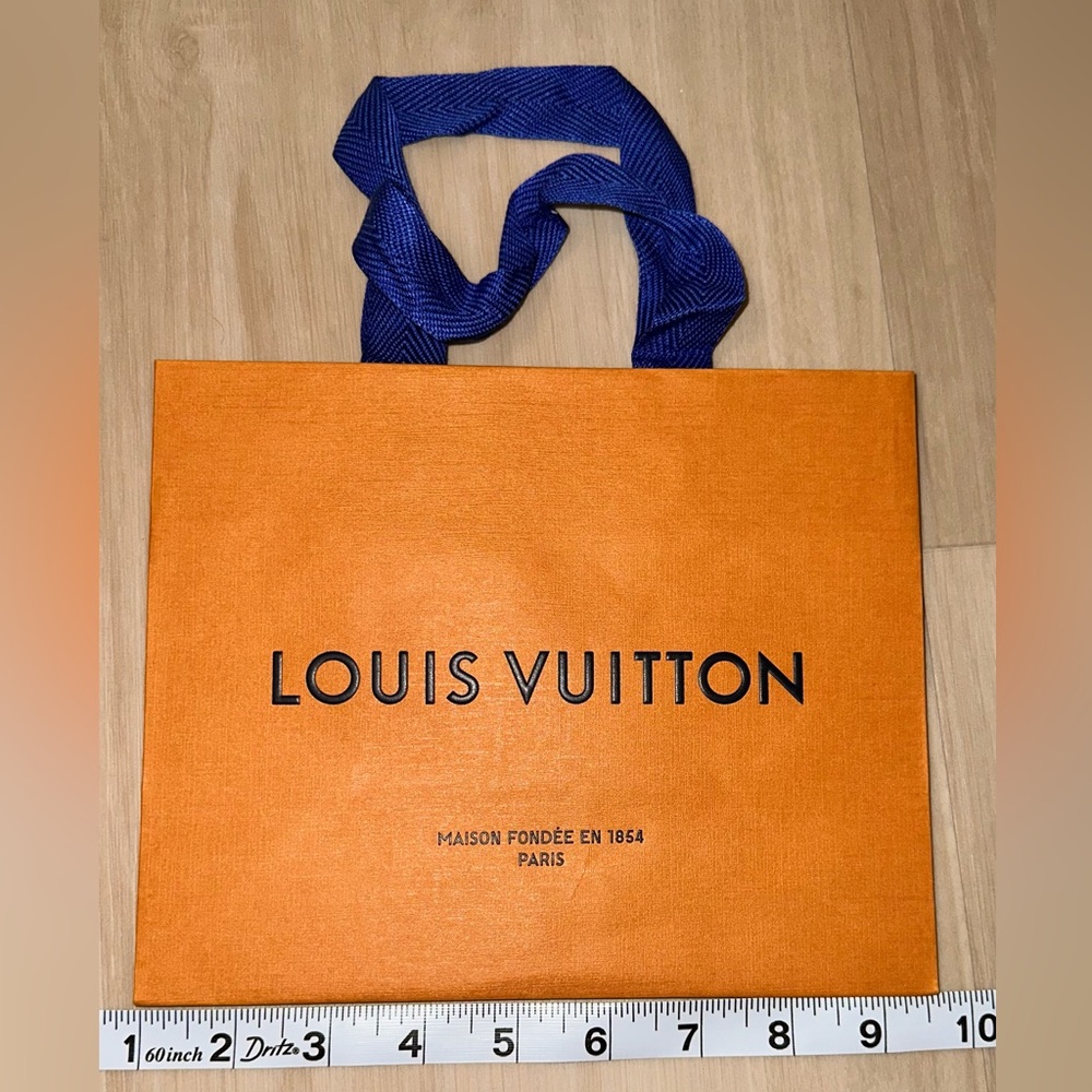 Louis Vuitton Vibrant Orange paper Bag with Blue Handles